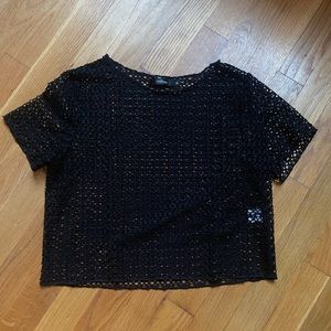 LF Millau Black Fishnet Mesh Crop Top